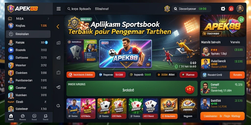 Tangkapan layar APEK88 menampilkan antarmuka sportsbook yang dinamis dan menarik.