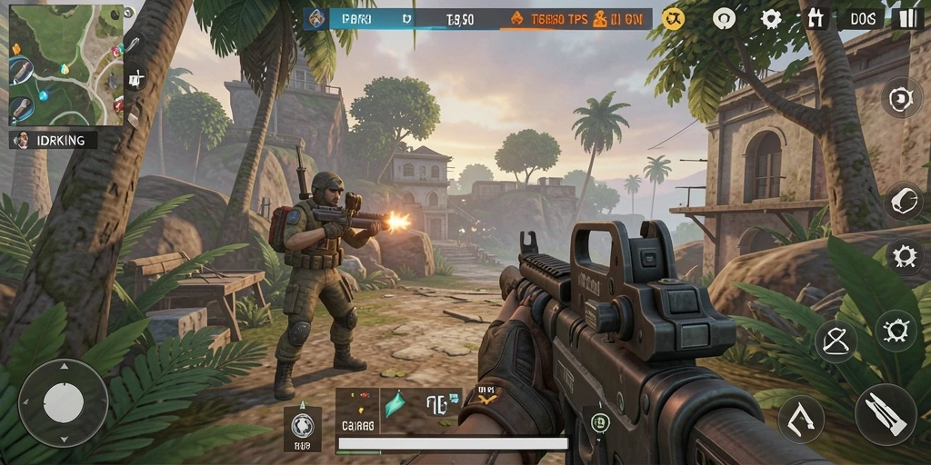 Tampilan gameplay menarik dari IDRKING dalam pertempuran TPS.