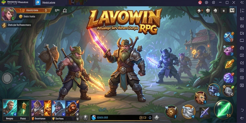 Tampilan gameplay seru LAVOWIN dalam pertarungan RPG.