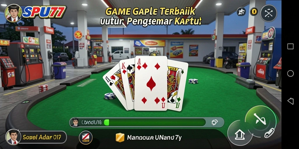 Screenshot gameplay seru dari SPBU77 yang menampilkan aksi Gaple.