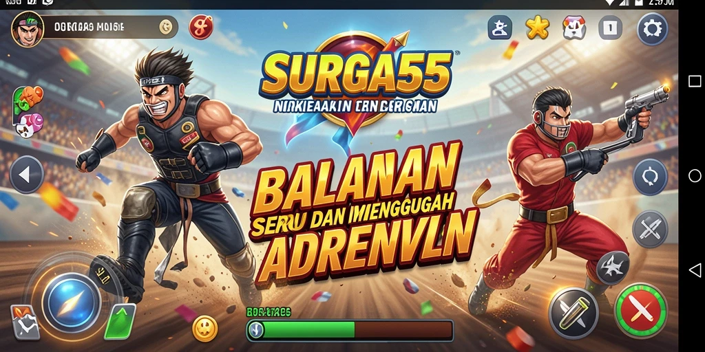 Screenshot SURGA55 menampilkan aksi balapan penuh kecepatan dan adrenalin.